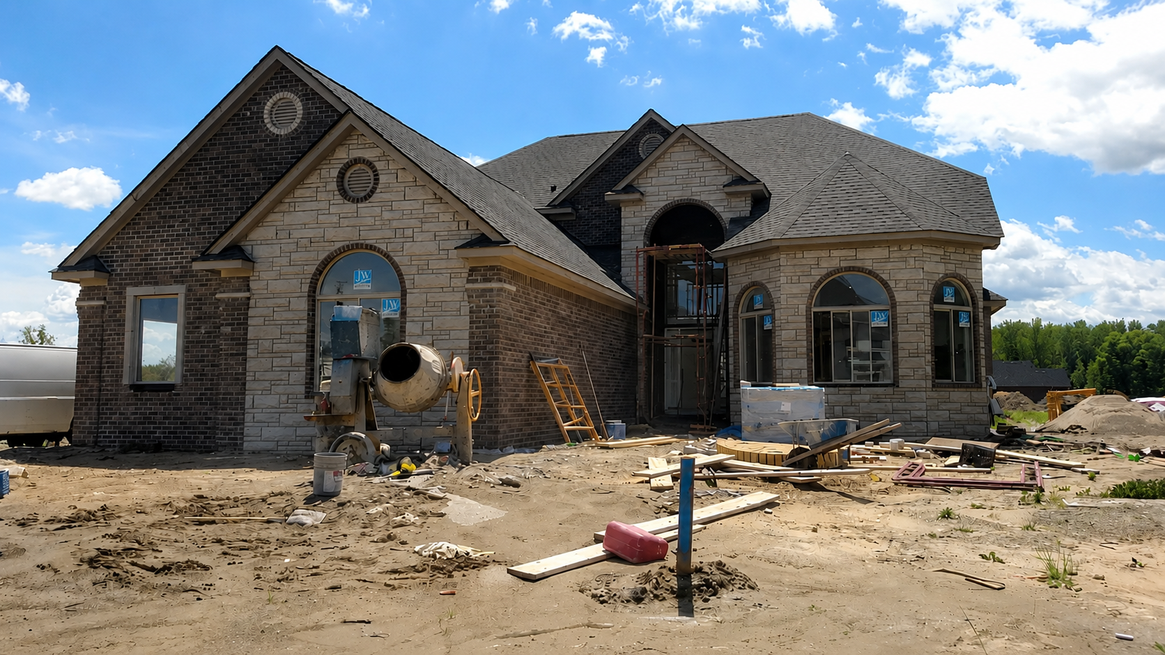 Custom home under construction